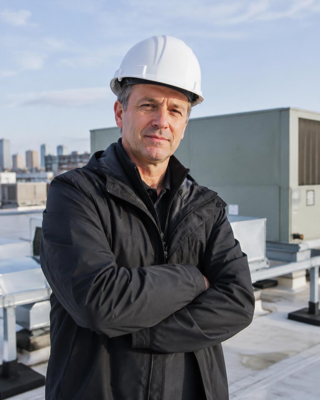 Thomas Coke on a commercial rooftop